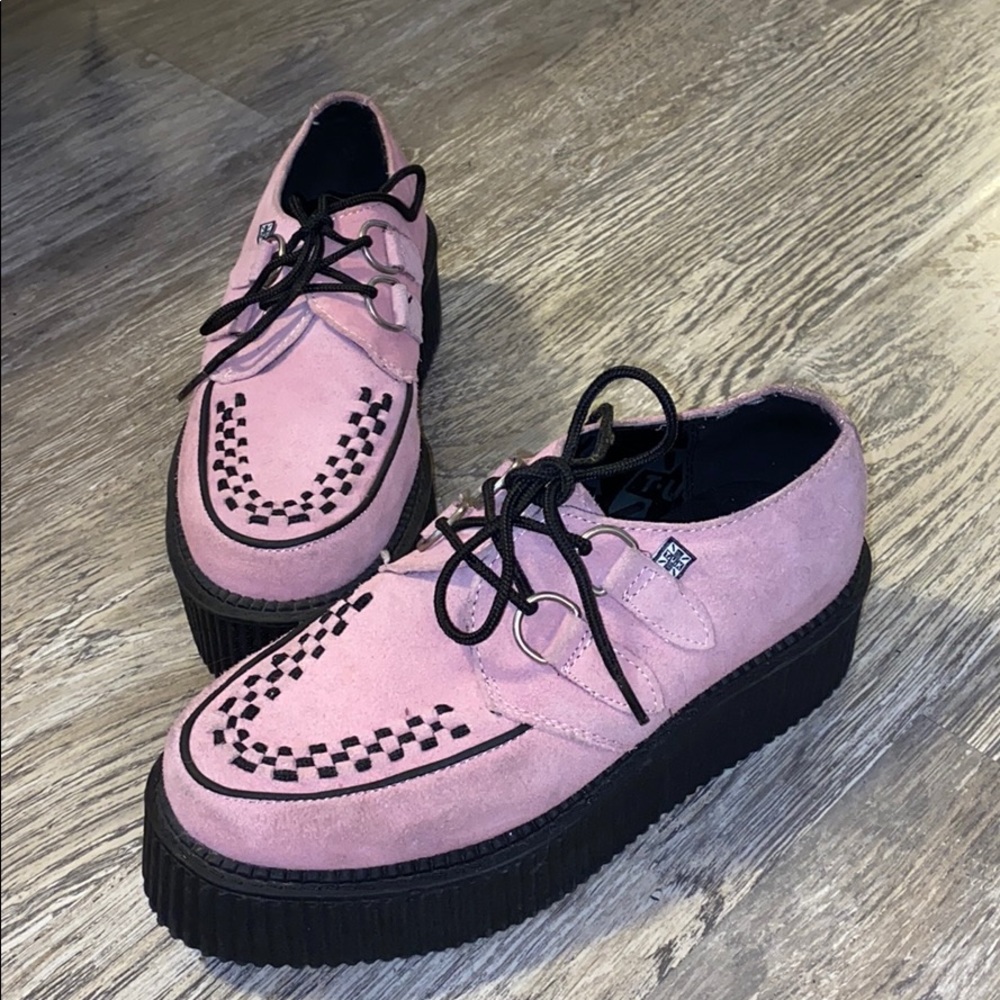 T.U.K. Pink Faux Suede Creepers